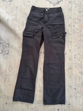 Zara Black Womens Cargo Pants with Utility Pockets